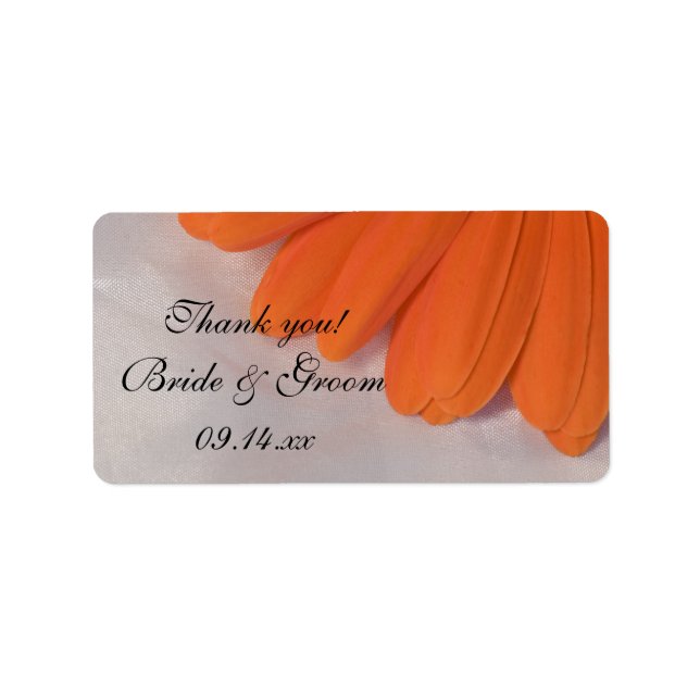 Étiquette Balise de préférence Orange Daisy et Mariage satin (Devant)