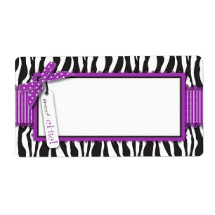Étiquette Balise d'impression Zebra & Hot Pink Accent Name