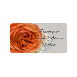 Étiquette Balise Favor Rose orange et Mariage perles Merci F