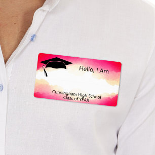 Étiquette Balise Nom de l'aquarelle rouge de la réunion de c