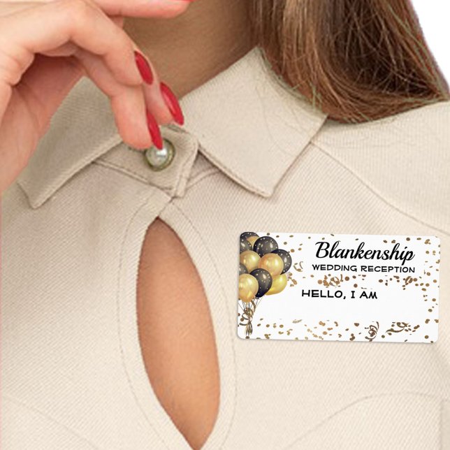 Étiquette Balise Nom personnalisé Confetti du ballon de réce (Créateur téléchargé)