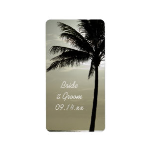Étiquette Balise Palm Tree Silhouette Beach Wedding Favor