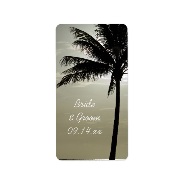 Étiquette Balise Palm Tree Silhouette Beach Wedding Favor (Devant)