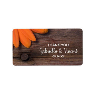 Étiquette Balise Rustique Orange Mariage Merci Favor