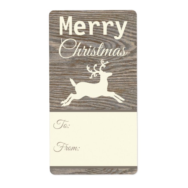 Étiquette Balises Cadeau Rustique Reindeer Tan Christmas (Devant)