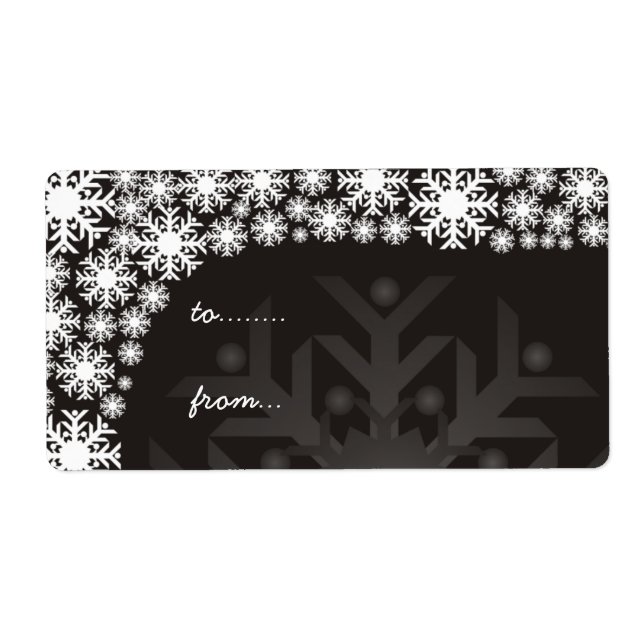 Étiquette Balises cadeaux de Noël - Flambets de neige noirs  (Devant)