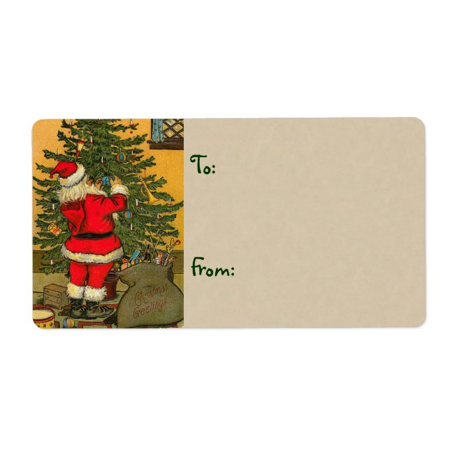 Étiquette Balises cadeaux de Noël Vintage - Gros (Devant)