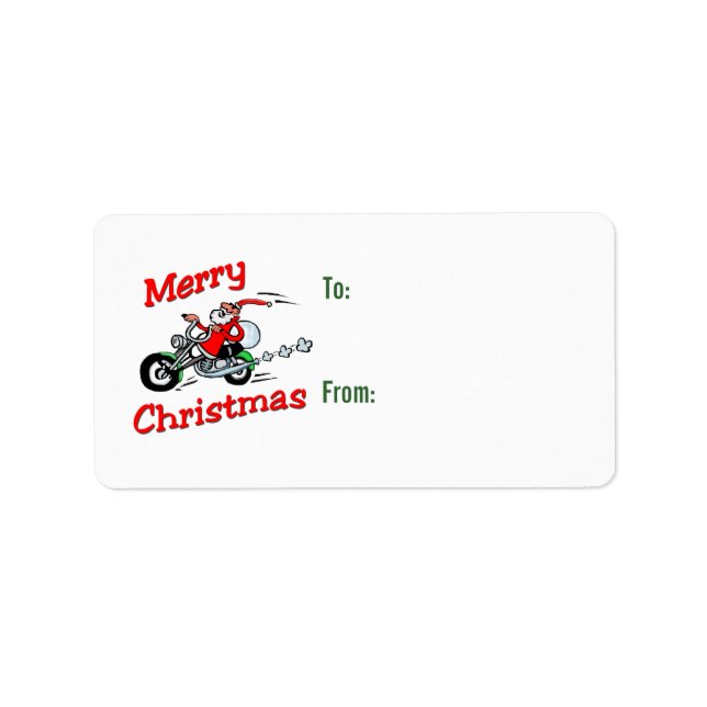 Étiquette Balises cadeaux Motorcycle Père Noël (Devant)