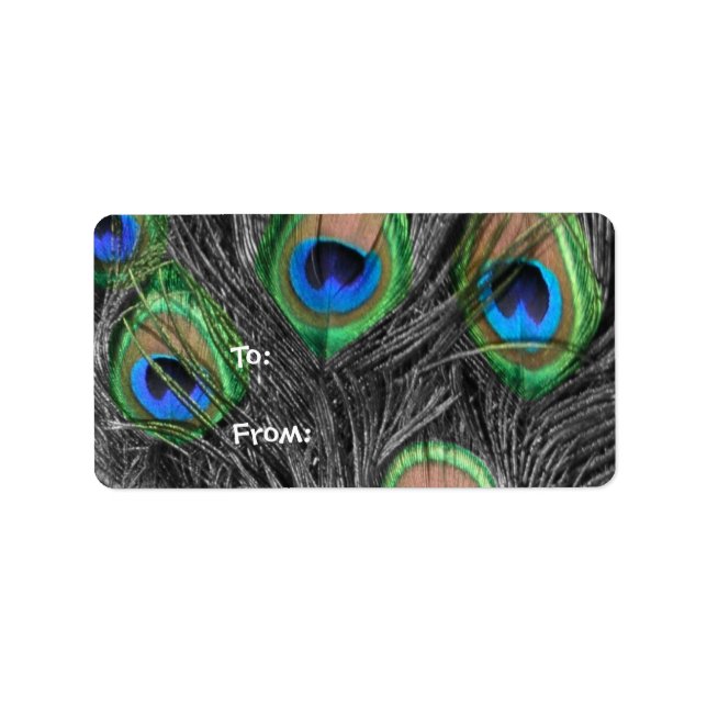 Étiquette Balises cadeaux Peacock noir et blanc (Devant)