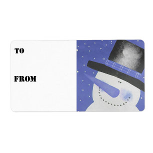 Étiquette Balises cadeaux Snowman - Bleu