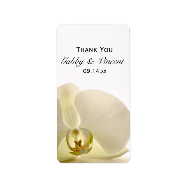 Étiquette Balises Fleur Mariage Orchidée Blanche Merci Favor (Devant)