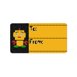 Étiquette Balises Robot-Yellow_To_From rétro pour enfants mi