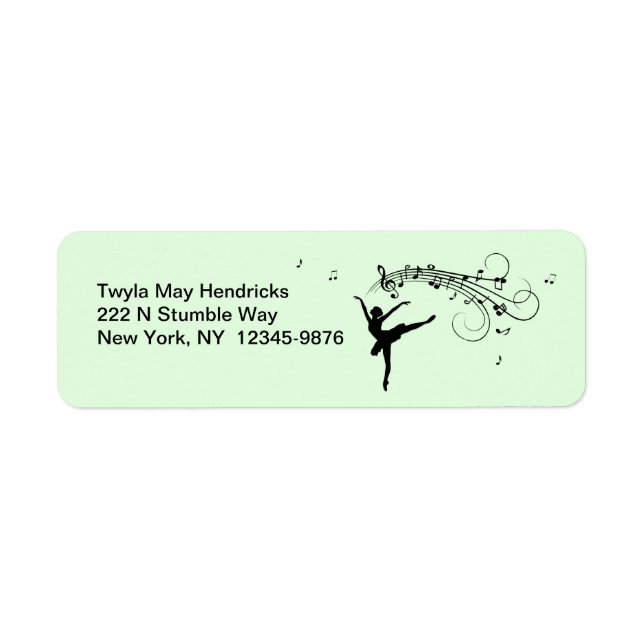 Étiquette Ballerina Danse avec Musique Vert (Devant)