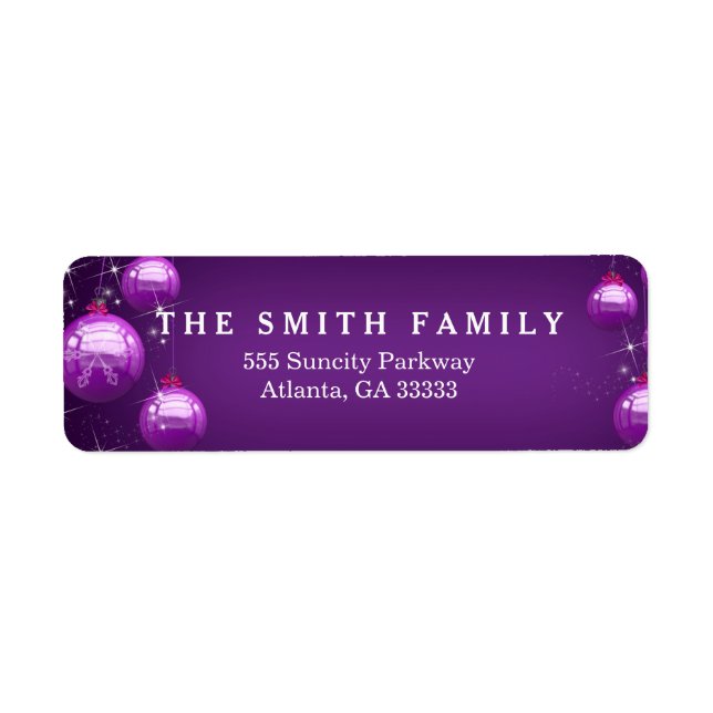 Étiquette Balles Classiques Moderne Violet Noël (Devant)