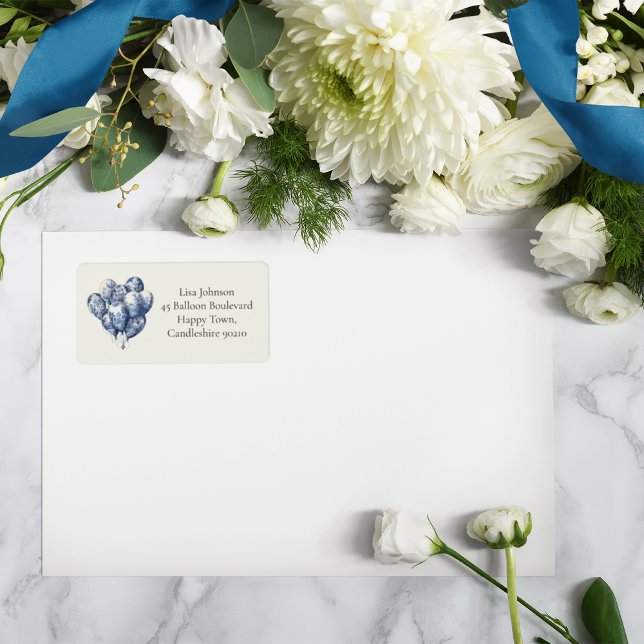 Étiquette Ballons bleus Delft personnalisable (Créateur téléchargé)