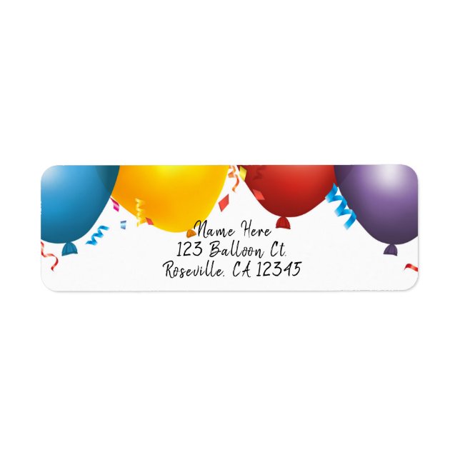 Étiquette Ballons Colorés et Confettis Fête d'anniversaire (Devant)