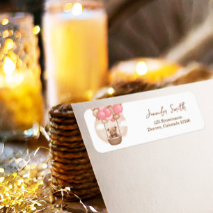 Étiquette Ballons d'ours Boho rose Baby shower d'attente pré