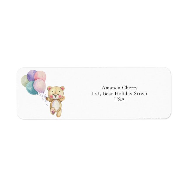 Étiquette Ballons en forme d'ours en peluche (Devant)