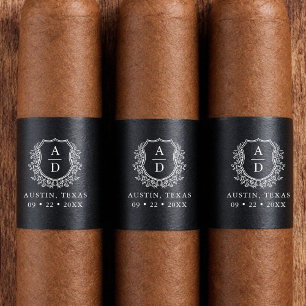 Étiquette Bande de cigar Mariage de la crête noire blanche