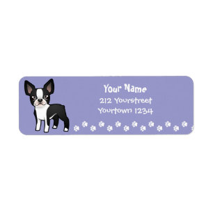 Étiquette Bande dessinée Boston Terrier