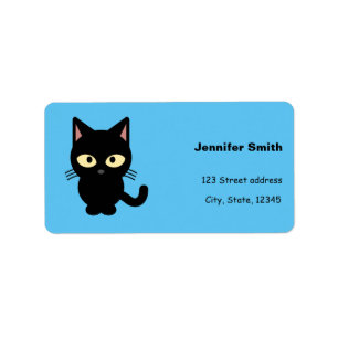 Étiquette Bande dessinée mignonne de chat noir