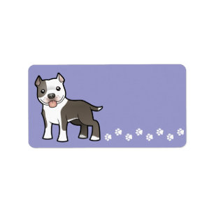 Étiquette Bande dessinée Pitbull/Staffordshire Terrier