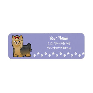 Étiquette Bande dessinée Yorkshire Terrier (à cheveux long