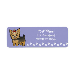 Étiquette Bande dessinée Yorkshire Terrier (cheveux courts