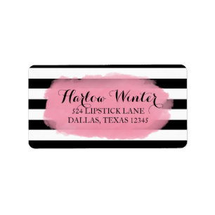 Étiquette Bandes Chic Rose blanc noir