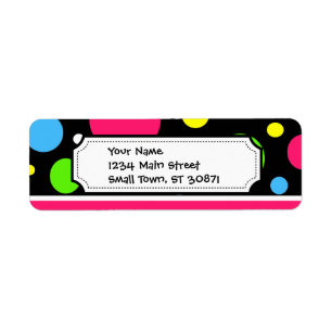 Étiquette Bandes de néon coloré Pois Pink Turquoise Lime