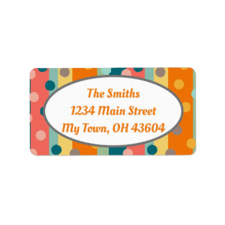 Étiquette Bandes et points rétro personnalisables Orange Ret
