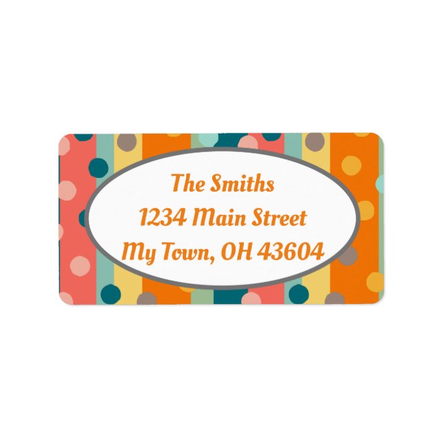 Étiquette Bandes et points rétro personnalisables Orange Ret (Devant)