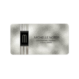 Étiquette Bandes métalliques sur monogramme en verre beige I