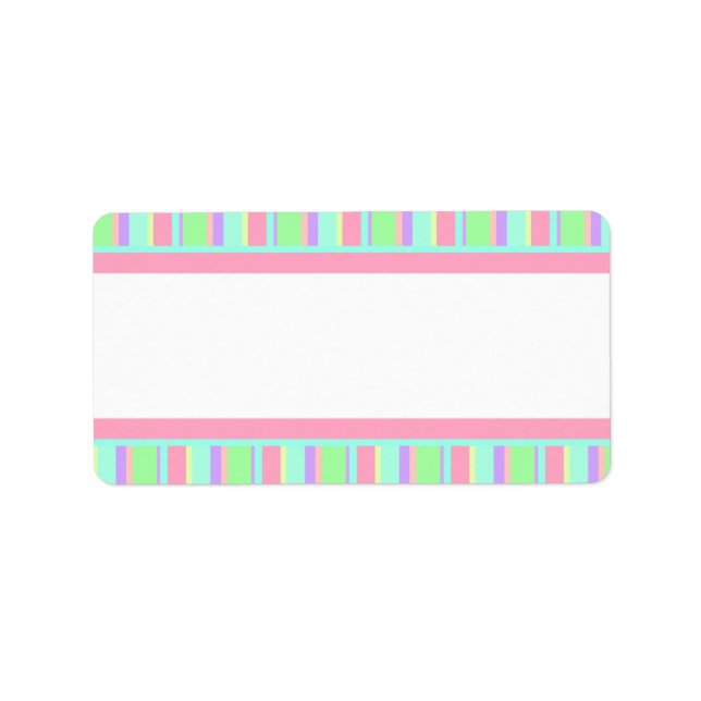 Étiquette Bandes pastel rose, vert et violet pour les partie (Devant)