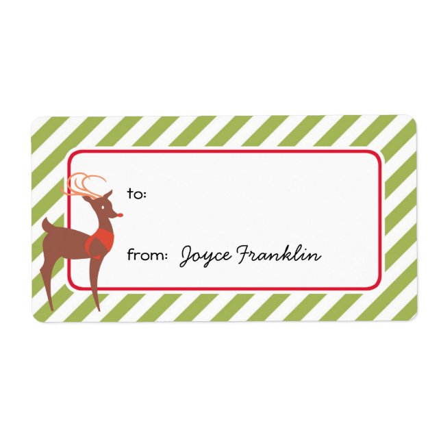 Étiquette Bandes vertes rennes personnalisées à partir d'une (Devant)