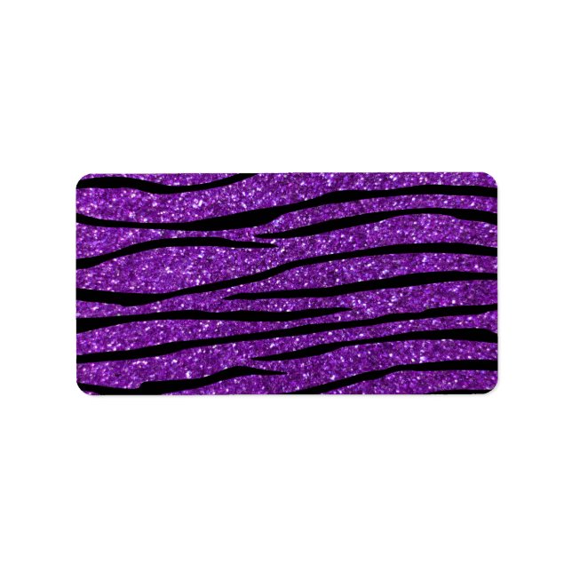 Étiquette Bandes zèbres à parties scintillant violette (Devant)