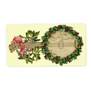 ÉTIQUETTE BANJO DE NOËL AVEC GUI ET BAIES DE HOUX
