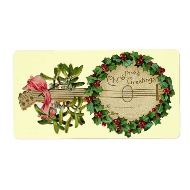 ÉTIQUETTE BANJO DE NOËL AVEC GUI ET BAIES DE HOUX (Devant)