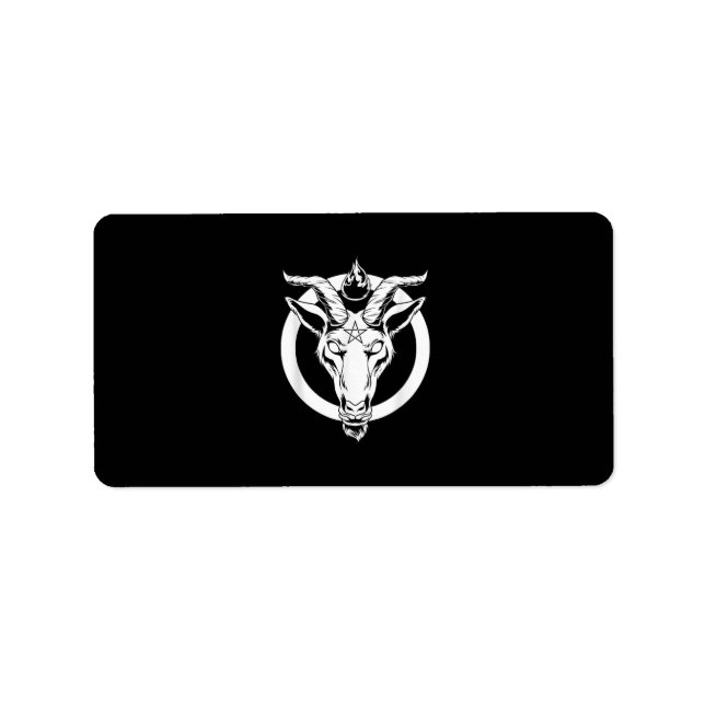 Étiquette Baphomet de chèvre foncée, Satanique Lucifer Beelz (Devant)