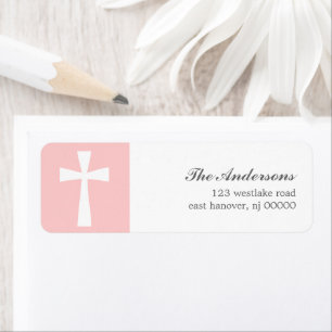 Étiquette Baptême croisé rose