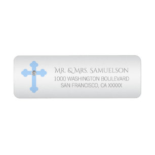 Étiquette Baptême / Croix Bleue communion GARÇON