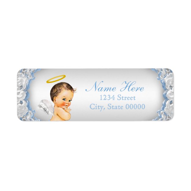 Étiquette Baptême d'ange pour garçons (Devant)