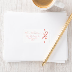 Étiquette Baptême de Bébé Fille Ruban Rose Calligraphie Élég
