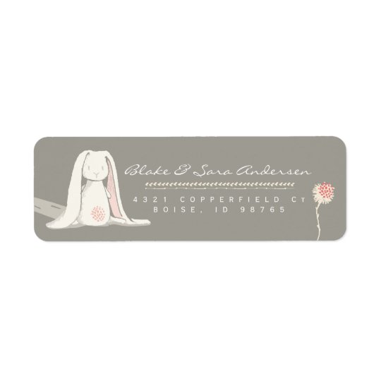 Étiquette Baptême floral DE RETOUR de lapin de fille de