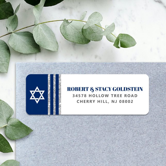 Étiquette Bar Mitzvah Bleu Nuit Tallit Argent Adresse de Ret (Créateur téléchargé)