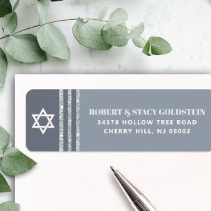 Étiquette Bar Mitzvah Bold Grey Silver Tallit Adresse de ret