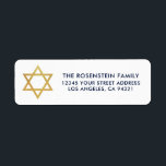 Étiquette Bar Mitzvah et Bat mitzvah Blue Gold Adresse<br><div class="desc">Bar Mitzvah et Bat mitzvah Blue White Gold Étiquette de adresse</div>