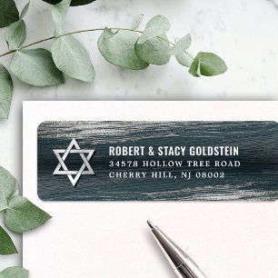 Étiquette Bar Mitzvah Silver Foil Dark Grey Adresse de retou