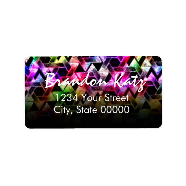 Étiquette Bar Mitzvah Star de David Damask Black Fade (Devant)