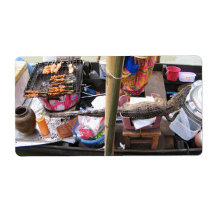 Étiquette Barbecue de viande de crocodile ... Thaïlande Stre